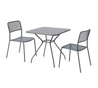 Oviala Ensemble Table et 2 chaises de Jardin Gris Anthracite
