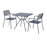 Oviala Ensemble Table et 2 fauteuils de Jardin Bleu