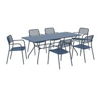Oviala Ensemble Table et 6 fauteuils de Jardin Bleu