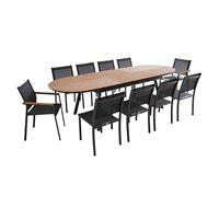 Oviala Ensemble Table Extensible 220/280 cm et 10 chaises de Jardin
