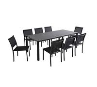 Oviala Ensemble Table Extensible et 8 chaises de Jardin en Aluminium Gris