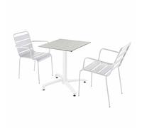 Oviala Ensemble Table terrasse terrazzo et 2 chaises Blanc