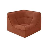 Oviala Fauteuil d'angle pour canapé modulable Velours côtelé 90 cm Terracotta - Lizy