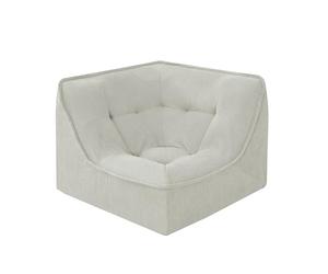 Oviala Fauteuil d'angle pour canapé modulable Velours côtelé 90 x 90 cm écru - Lizy