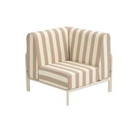 Oviala Fauteuil d'angle rayé pour Salon de Jardin modulable Tissu Beige - Patio