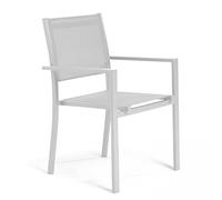 Oviala Fauteuil de Jardin Aluminium et textilène Blanc