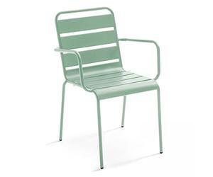 Oviala Fauteuil de Jardin en métal Vert Sauge - Palavas