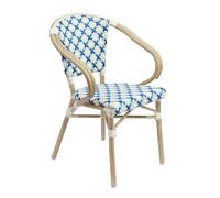 Oviala Fauteuil de terrasse bistrot Parisien en Aluminium et rotin Bleu