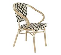 Oviala Fauteuil de terrasse bistrot Parisien en Aluminium et rotin Noir