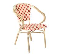 Oviala Fauteuil de terrasse bistrot Parisien en Aluminium et rotin Rouge