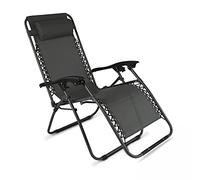 Oviala Fauteuil Relax de Jardin en Acier et textilène inclinable Gris