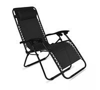 Oviala Fauteuil Relax de Jardin en Acier et textilène inclinable Noir