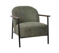 Oviala Fauteuil Relax en Acier, Bois et Tissu Vert foncé