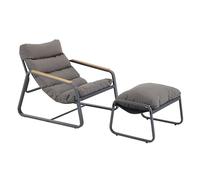 Oviala Fauteuil Relax en Acier et textilène avec Repose-Pieds Gris