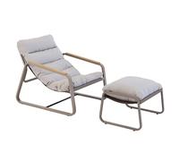 Oviala Fauteuil Relax en Acier et textilène avec Repose-Pieds Taupe