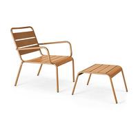 Oviala Fauteuil Relax et Repose Pied en métal Caramel - Palavas