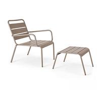 Oviala Fauteuil Relax et Repose Pied en métal Taupe - Palavas
