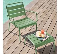 Oviala Fauteuil Relax et Repose Pied en métal Vert Cactus - Palavas