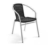 Oviala Lot 4 fauteuils de Jardin Aluminium et résine Noir