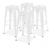 Oviala Lot 4 tabourets de Bar en métal Blanc Mat