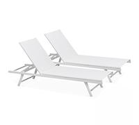 Oviala Lot de 2 Bains de Soleil en Acier Blanc