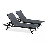 Oviala Lot de 2 Bains de Soleil en Acier Gris