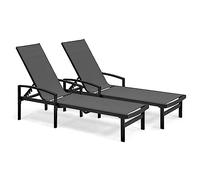 Oviala Lot de 2 Bains de Soleil en Aluminium Gris