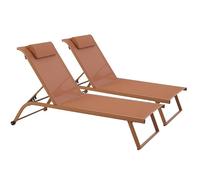 Oviala Lot de 2 Bains de Soleil inclinable avec Roues Terracotta