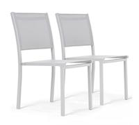 Oviala Lot de 2 chaises de Jardin Aluminium et textilène Blanc