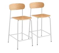 Oviala Lot de 2 chaises Hautes en métal et Bois Blanc