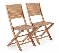 Oviala Lot de 2 chaises Pliantes en Bois d'eucalyptus