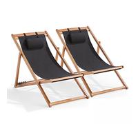 Oviala Lot de 2 chiliennes Eucalyptus Noir