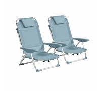 Oviala Lot de 2 fauteuils clic clac des plages en Polyester Bleu Ciel