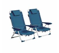 Oviala Lot de 2 fauteuils clic clac des plages en Polyester Bleu Lazuli