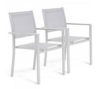 Oviala Lot de 2 fauteuils de Jardin Aluminium et textilène Blanc