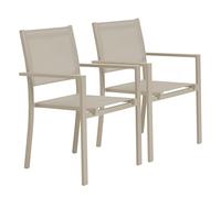 Oviala Lot de 2 fauteuils de Jardin Aluminium et textilène crème