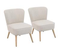 Oviala Lot de 2 fauteuils Style Crapaud en Tissu Beige