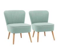 Oviala Lot de 2 fauteuils Style Crapaud en Tissu Bleu Clair