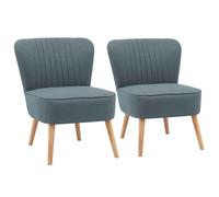 Oviala Lot de 2 fauteuils Style Crapaud en Tissu Bleu foncé