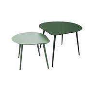 Oviala Lot de 2 Tables Basses de Jardin en métal Vert forêt et Vert Sauge