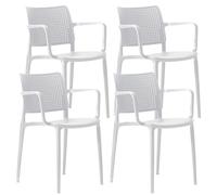 Oviala Lot de 4 chaises de terrasse en Plastique Blanc