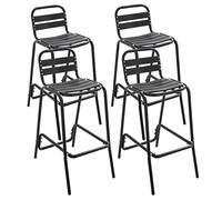 Oviala Lot de 4 chaises Haute en Aluminium Noir