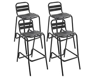 Oviala Lot de 4 chaises Haute en Aluminium Noir