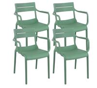 Oviala Lot de 4 fauteuils de terrasse en Plastique Vert Sauge