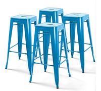 Oviala Lot de 4 tabourets de Bar en Acier Bleu Brillant
