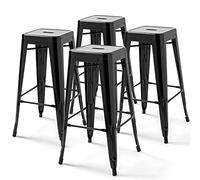 Oviala Lot de 4 tabourets de Bar en Acier Noir Brillant