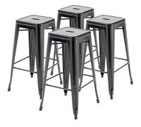 Oviala Lot de 4 tabourets de Bar en Acier Noir Mat