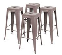 Oviala Lot de 4 tabourets de terrasse en métal Mat Taupe