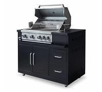 Oviala Meuble Barbecue gaz 4 brûleurs et rôtissoire pour Cuisine extérieure