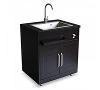 Oviala Meuble évier 2 Portes pour Cuisine extérieure Noir